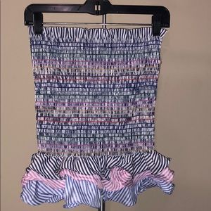 DO+BE Striped Tiered Ruffle Hem Smock Skirt/Top